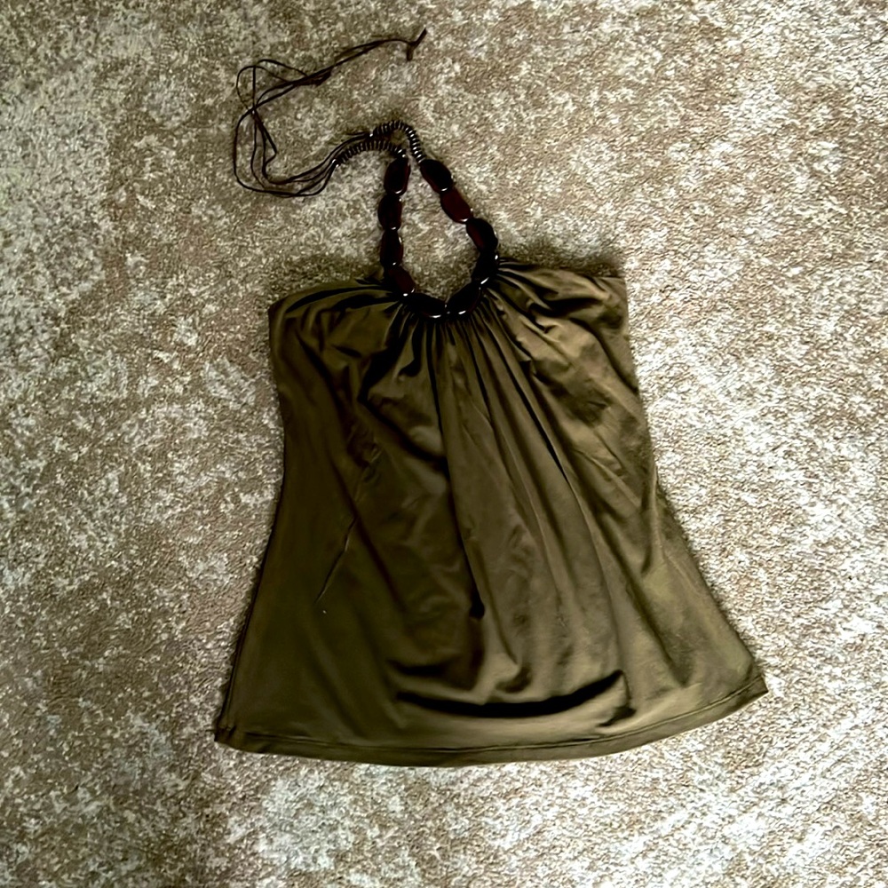 Wooden Halter Neck A Line Top